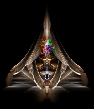 Flowers Of Golden Falls Fractal Art Composition